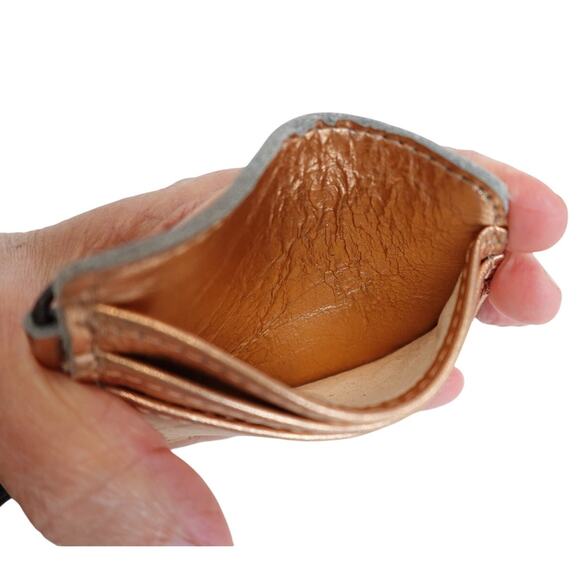 FLASH SALE 🍒 Metallic Brass Leather Card Case Wallet - Picture 5 of 8